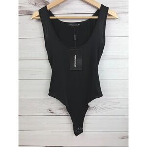 PrettyLittleThing Bodysuit‎ Size 8 Black Sleeveless Scoop Neck NWT
